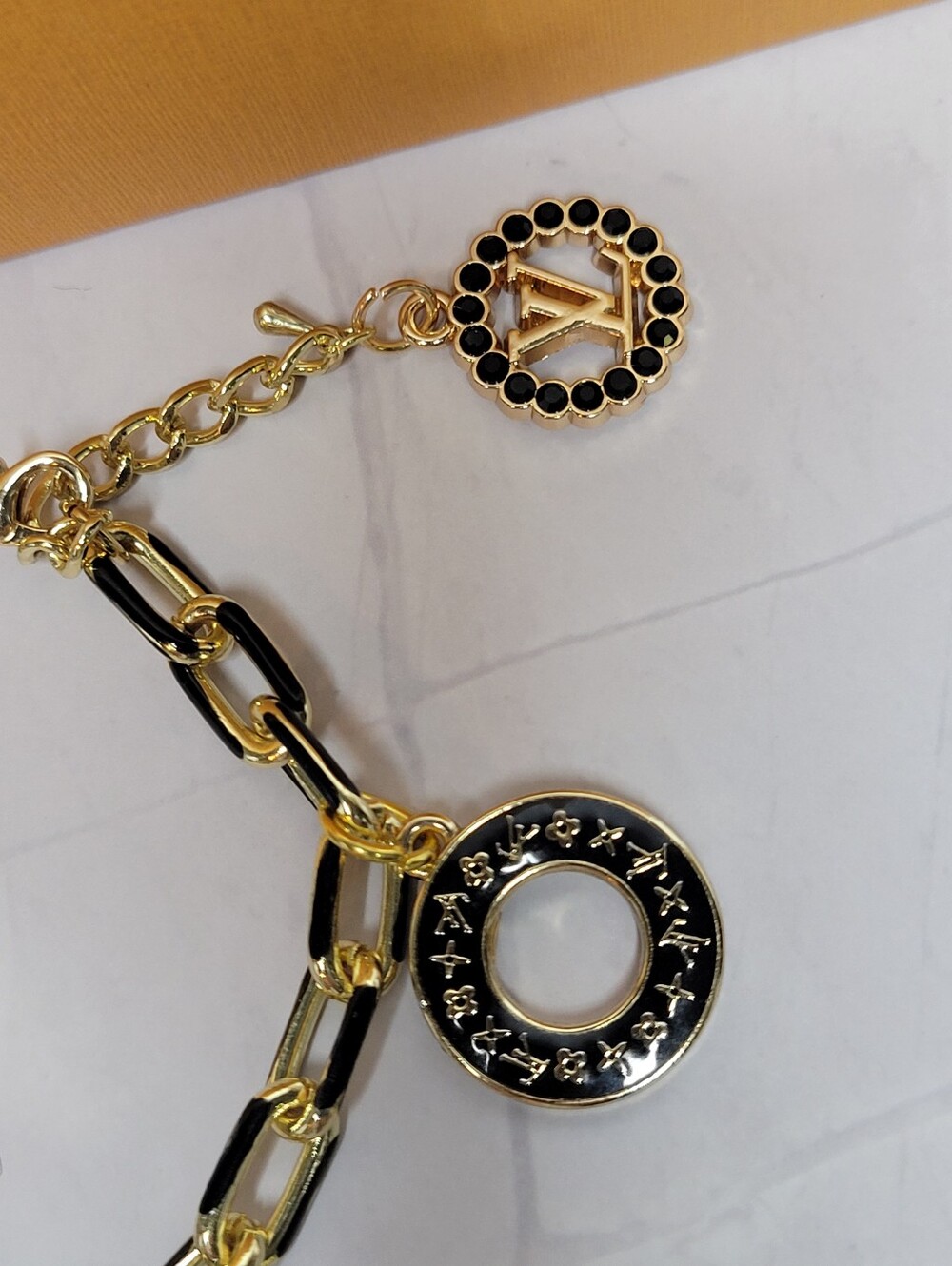 Louis Vuitton Gold/black Trunks&Bags Charms, Adjustable Bracelet, New - Picture 2 of 4